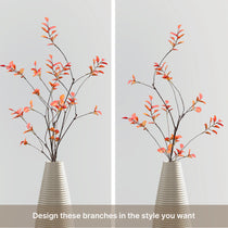 ALD-01 Fall Ficus Branches in White Vase, Realistic Fall Leaves Decor for Home Decor. Design Your Style.