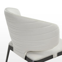 Chateau Dining Chair in Off-White With Stitched Backrest and Dark Legs.