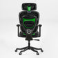 Axion back view of ergonomic gaming chair, green, fabric