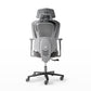 Gray office chair with headrest on a white background, gray