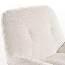 Eureka Ergonomic Henry Swivel Lounge Chair Detail, Off-White Chenille Fabric, Buttoned Backrest, Modern Design.