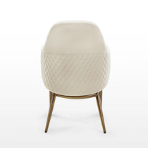 Acalay Beige Upholstered Dining Armchair Back, Diamond Stitching, Wooden Legs.
