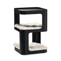 Black 3-Tier Cat Tower & Side Table With Plush Cat Beds for Pets, Modern Design.