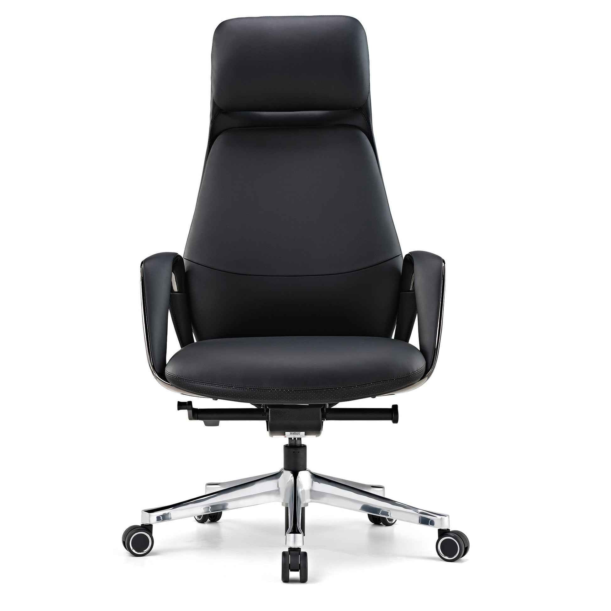 Leather Executive Office Chair Luxury Napa Leather, Black, Front Angled