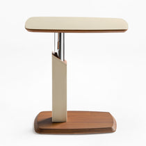 Height-Adjustable Saddle Leather C-Shaped Side Table