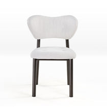 Nibbles Upholstered Dining Side Chair in White With Geometric Fabric.