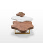 63" Cloud Shape Solid Wood Coffee Table Set MDF with walnut veneer