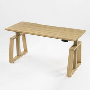 Ark Lite Standing Desk in Light Wood Finish, Ergonomic Desk for Home Office With Cable Management.