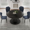 53" Round Extending Dining Table with Black Base - Black