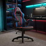 Eureka, Blue High-back Racing Seat Lumbar Support Leather Gaming Chair,Blue
