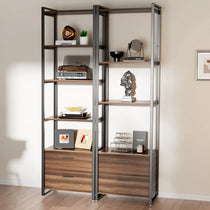 Sonoma 85.2'' Storage Shelf With Brown Wooden Shelves, Metal Frame and Drawers, By Eureka Ergonomic.