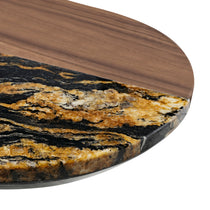 Magma Executive Desk Detail: Natural Marble and Wood Veneer Desk Top.