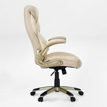 Galene Faux Leather Office Chair in Cream Color, Ergonomic Design, Workspace Comfort.