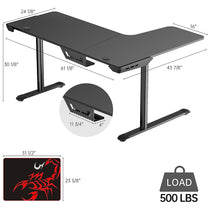 L Shaped Gaming Desk (60"x24")