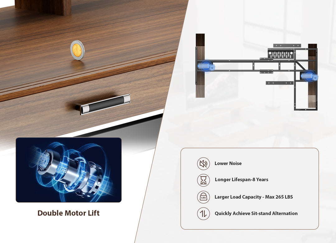 Dual Motor Lift, Lower Noise, Longer Lifespan, Larger Load