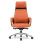 SERENE, Eureka Comfy Leather Executive Office Chair Luxury Napa Leather, Orange, Front