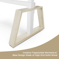 Eureka Ergonomic Ark Pro Desk Base Detail. Solid Wood Trapezoidal Design for Height Adjustable Desk.