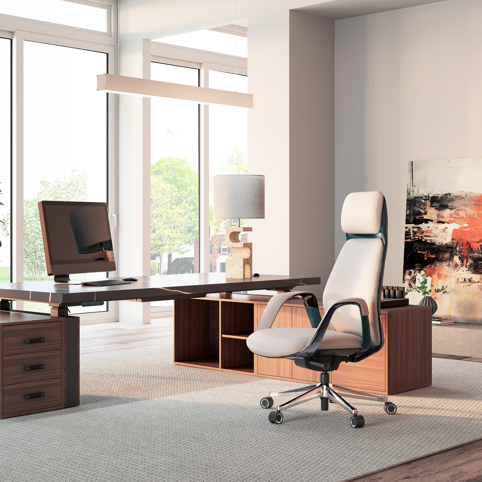 SERENE, best leather executive office chair with Luxury Napa Leather, Off-White