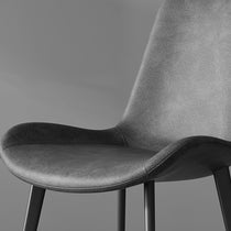 Milo Dining Side Chair in Gray - Modern Dining Chair With Black Legs and Gray Upholstery.