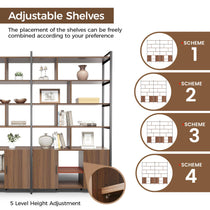 Napa Wood Bookcase Cabinet With Adjustable Shelves; 4 Arrangement Schemes for Flexible Storage.