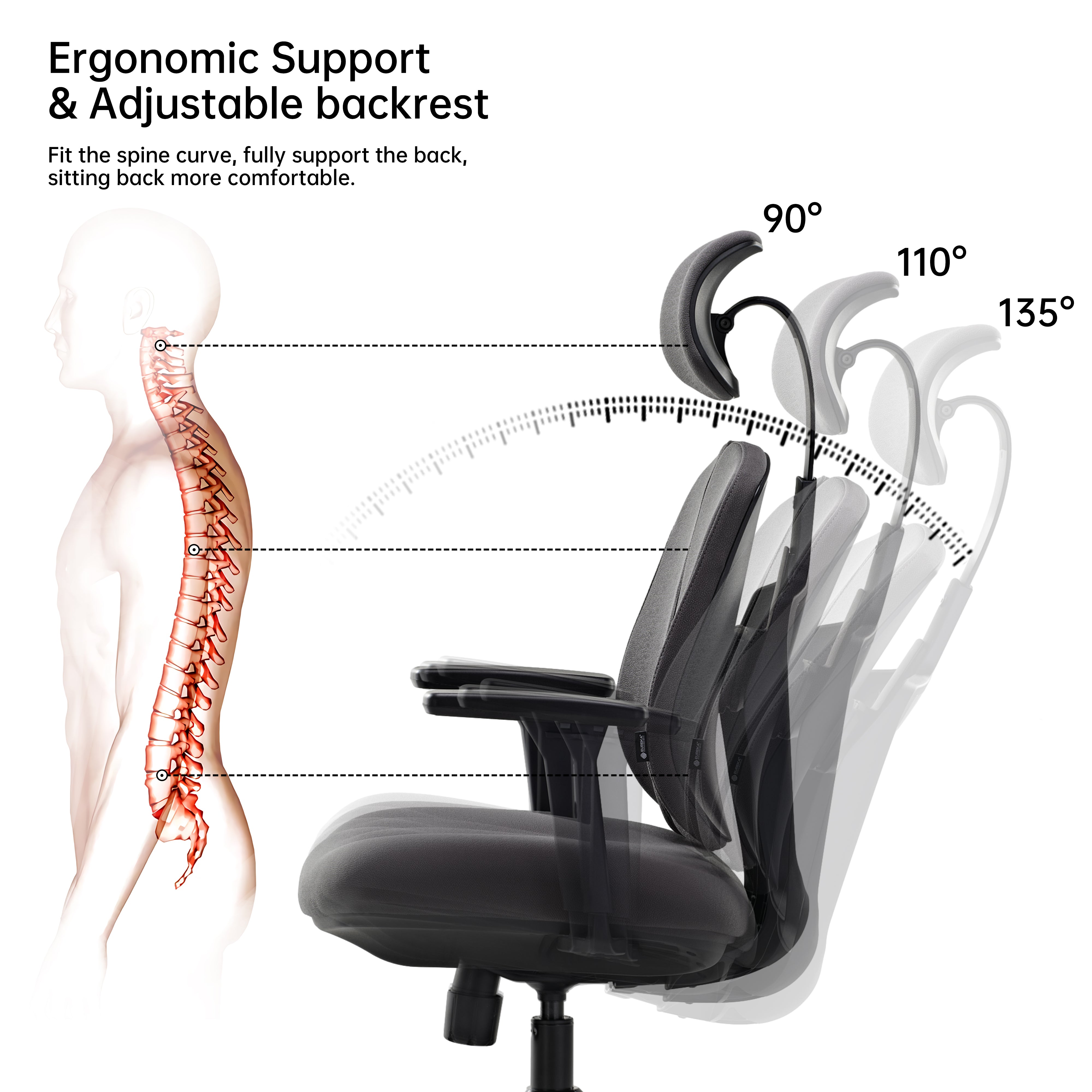 Ergonomic backrest for online chair