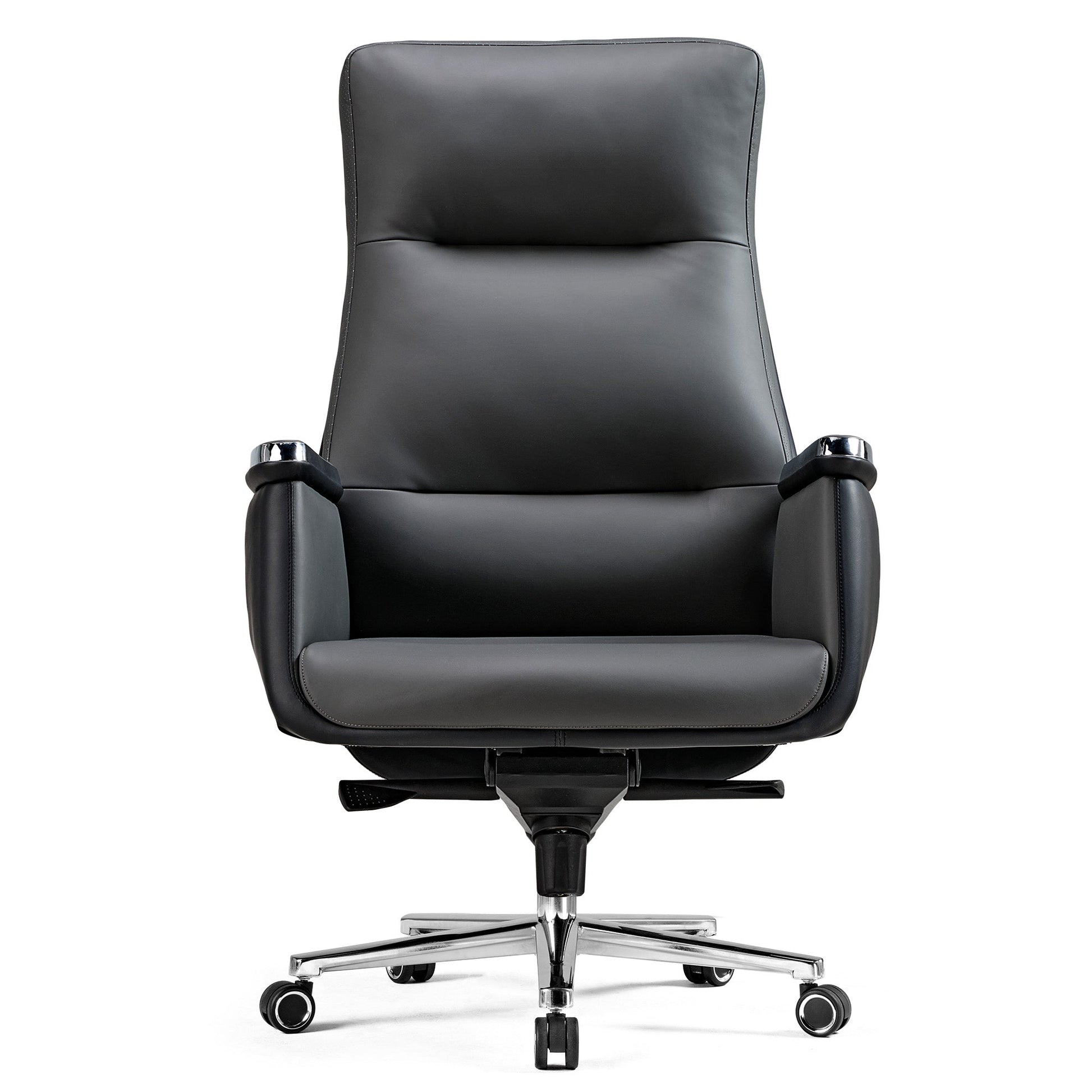 Executive Leather Office Chair, Iron Gray,  Padded Cushion Front