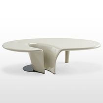 Modern Cream Coffee Table Set With Sculptural Design, Contemporary Living Room Furniture for Sale.