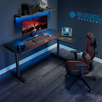 Eureka Ergonomic L Shaped Gaming Desk With Carbon Fiber Surface and Ergonomic Gaming Chair.