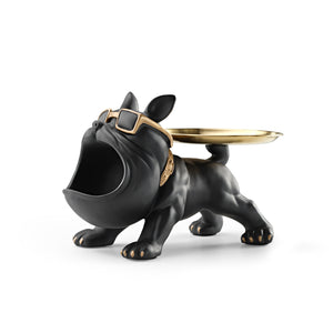 Black Bulldog Statue With Storage - Stylish and Functional Pet Lover's Gift.