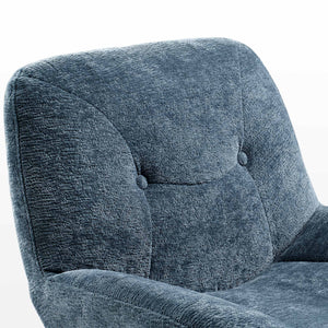 Blue Chenille Swivel Lounge Chair Backrest Detail.