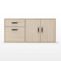 Zen Pro Executive Desk Wooden Cabinet in Light Wood With Drawers and Cabinet Doors.