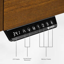 Ark Pro Desk Control Panel With Height Display and Presets, Integrated in Walnut Desk Design.