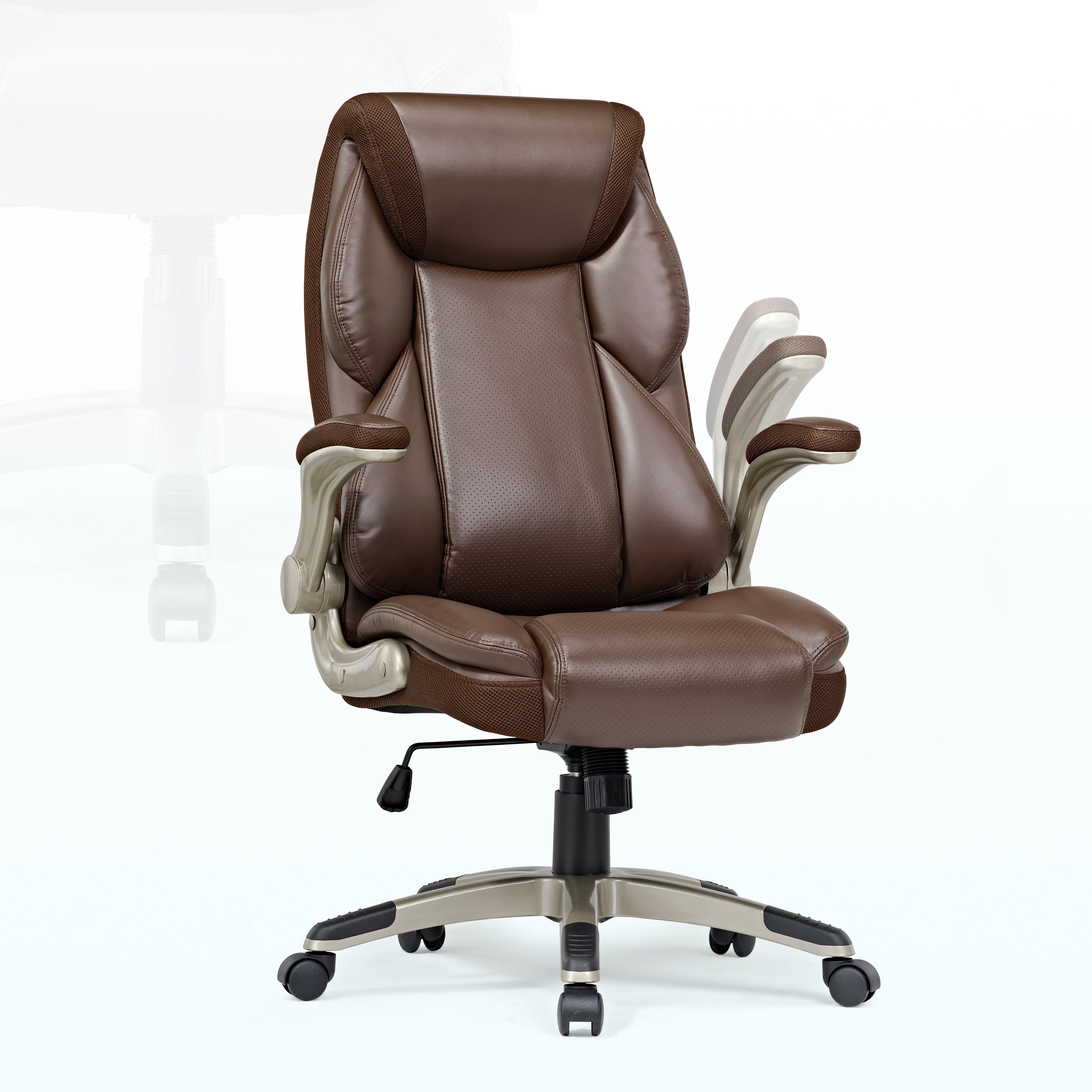 Eureka leather comfy office chair with soft cushion and lumbar support