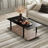 CT17, 47" Sintered Stone Coffee Table with Wheels - Black