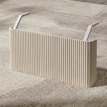 Cream Birch Opal Modesty Panel with fluted texture and sturdy metal mounting brackets.