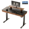 55x23 Standing Desk with Drawers, PU Leather Finish - Walnut