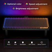 GTG-G55 Rgb Glass Gaming Standing Desk With Adjustable Color, Speed, Brightness, and Control Features.