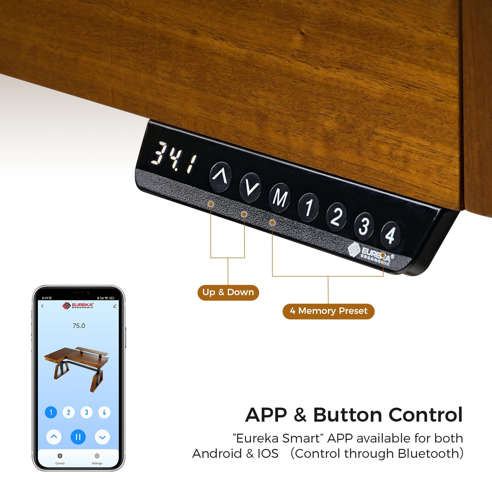 App & Button Controlled Ark L60 L Shaped Executive Standing Desk