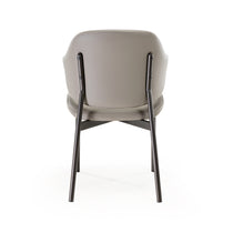 Noble Gray Upholstered Dining Chair, Modern Dining Room Furniture, Faux Leather, Metal Legs.