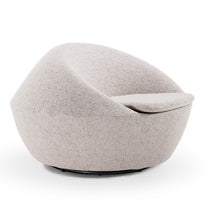 Stella Swivel Lounge Chair in Light Gray Textured Fabric, 360° Swivel Base, Modern Design.