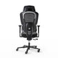 Gaming chair with black and gray design and blue accents on a white background,black