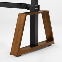 Eureka Ergonomic Ark Pro Desk Base Detail. High-End Solid Wood Trapezoidal Design for Height Adjustable Standing Desk.