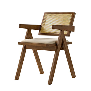 Mila Rattan Dining Chairs Set of 2, Walnut/Black