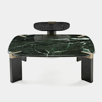 Prada Green Marble Coffee Table With Side Table Set, Modern Luxury Furniture.