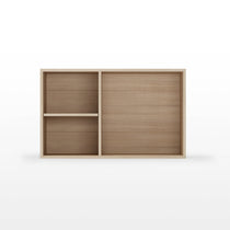 Zen Pro Executive Desk Wooden Cabinet With a Light Wood Finish and Multiple Compartments.