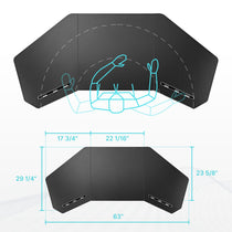 Black Eureka Ergonomic 63 Aero Wing-Shaped Desk With Dimensions, Perfect for Gaming Setup.