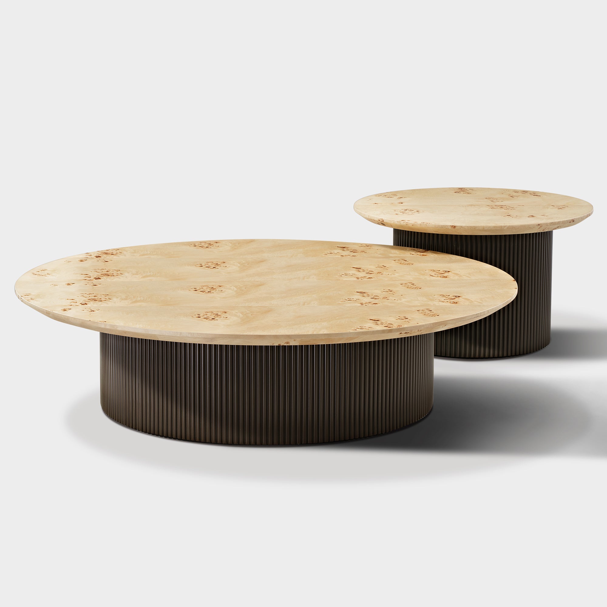 Eureka Ergonomic Modern Birch Wood Veneer Coffee Table Set of Two