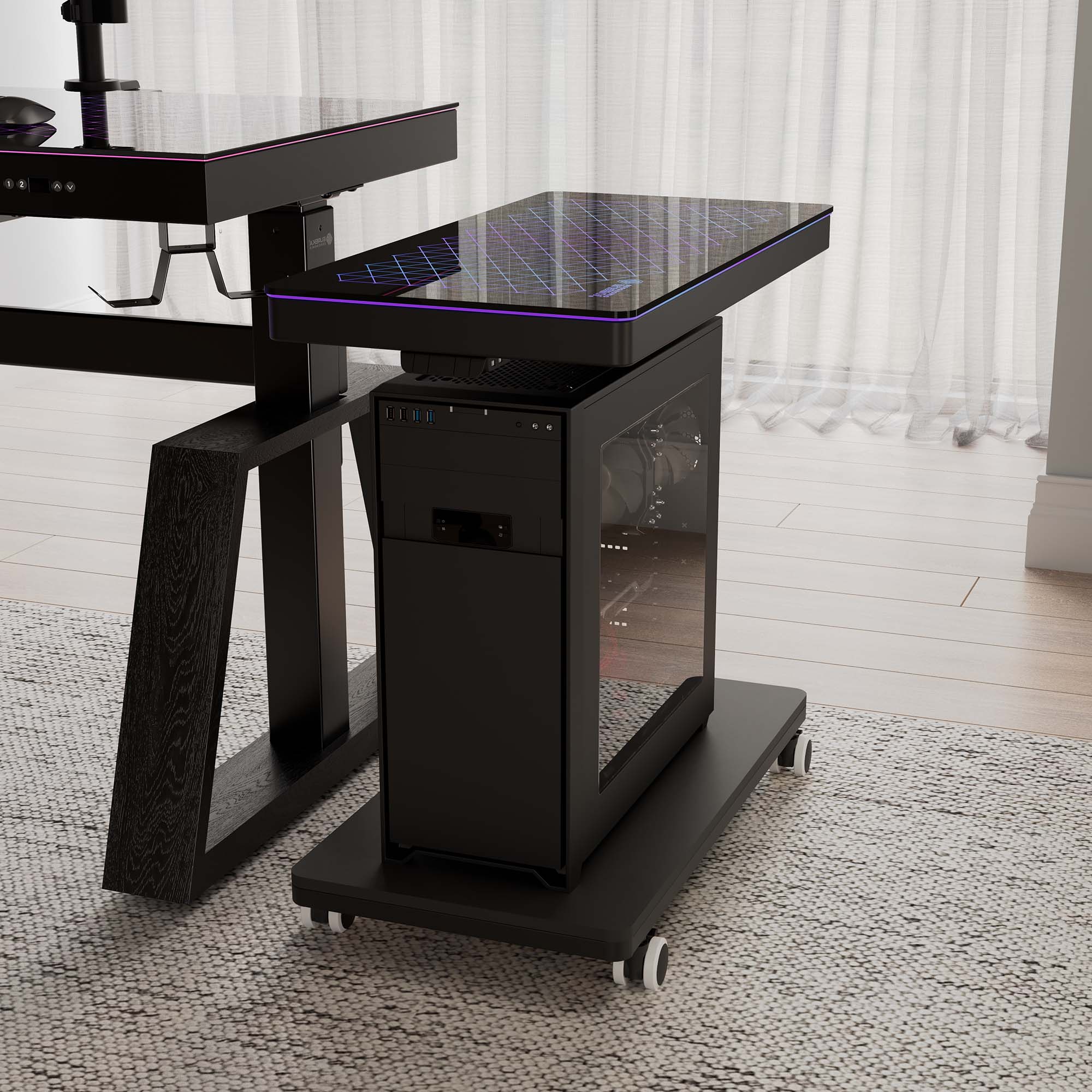 Computer Accessories PC Stand Rolling Cart with Wheels and Mouse Pad