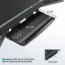 Black Eureka Ergonomic Aero Wing Desk With Retractable Keyboard Tray, Ergonomic Design, Wrist Rest, and Silent Rails.
