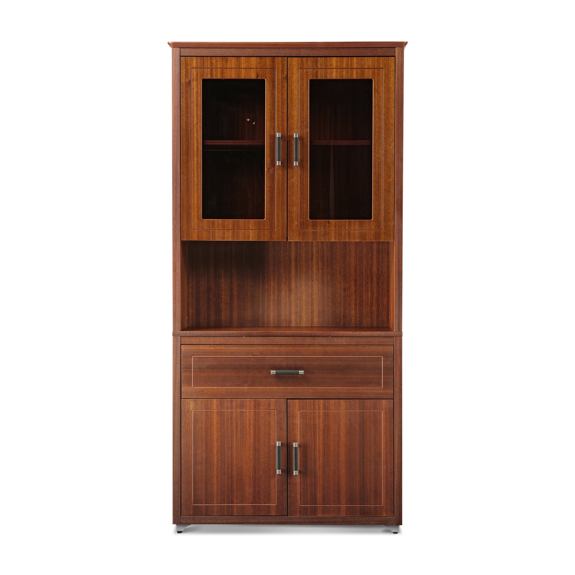 Executive Ark Collection, 72 inch Storage Cabinet Bookshelf with Doors, Walnut with Empty Front Image